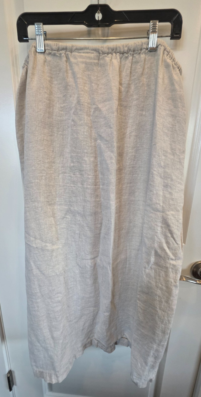 NU Construction Coastal Minimalist Long Skirt Women's 3X Beige Linen Lagenlook